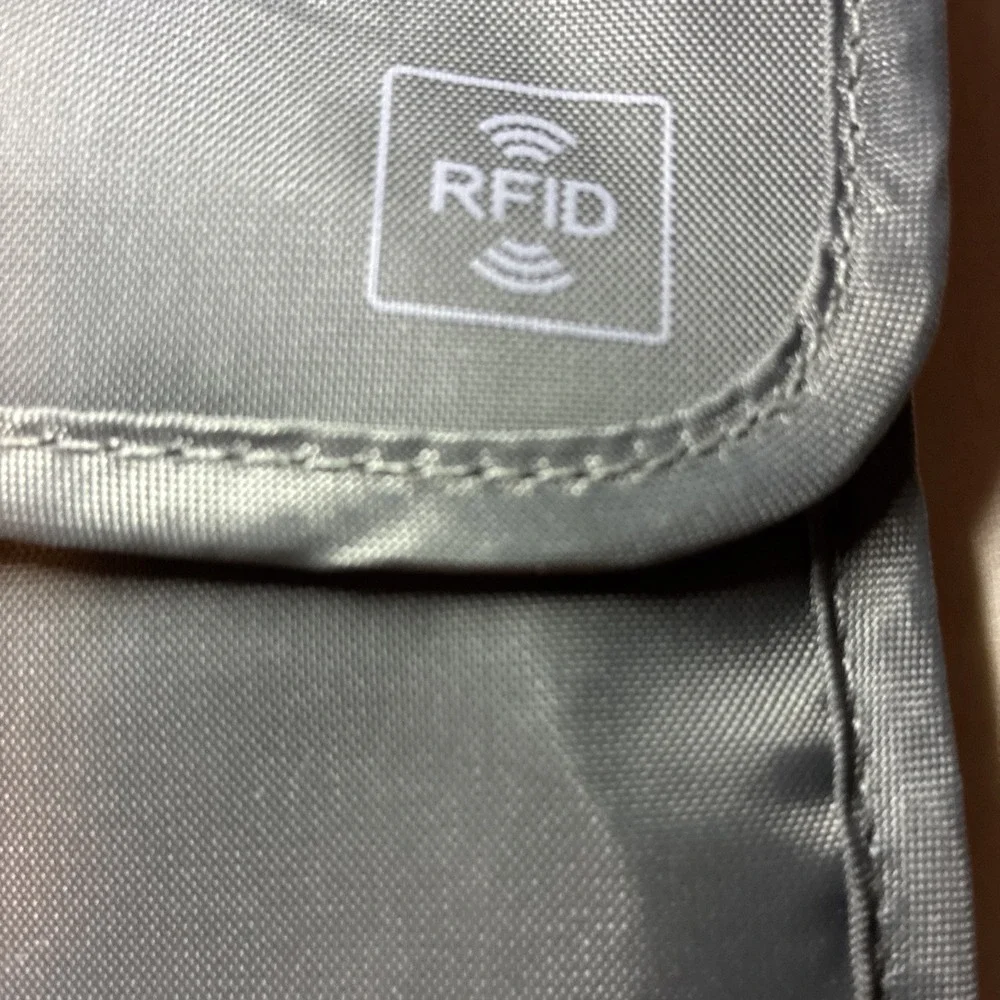 P. Travel-Ultra Slim Design Passport Wallet Holder Organizer w/RFID Gray W/Strap
